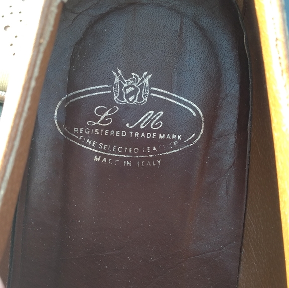 Men's L & M Shoes, Tan Leather Brogues, Wingtip, Size 8.5, Made in Italy - Picture 9 of 16